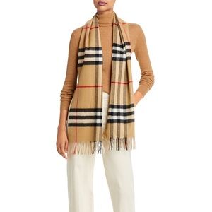 Classic Burberry Tan Plaid Scarf shall with color blocks addition